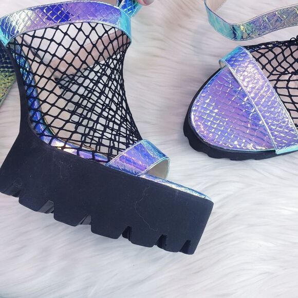 Only maken Rave Chunky Heels Chameleon Mesh Platform - Picture 4 of 6